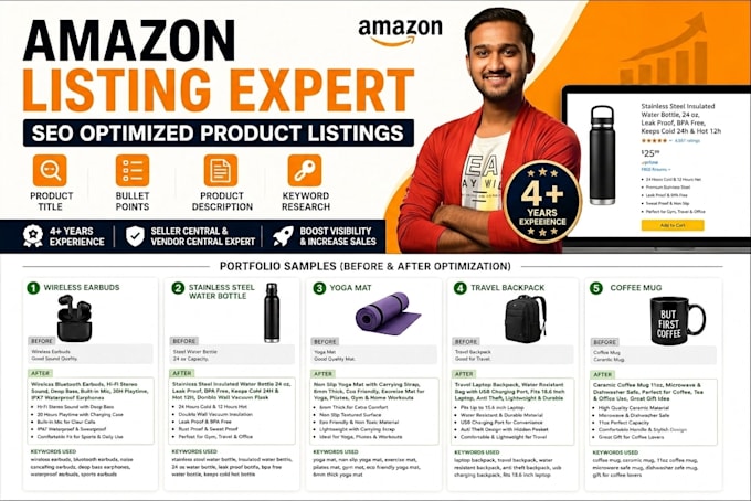 create SEO optimized amazon product listings