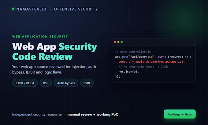 review your web application code for security vulnerabilities