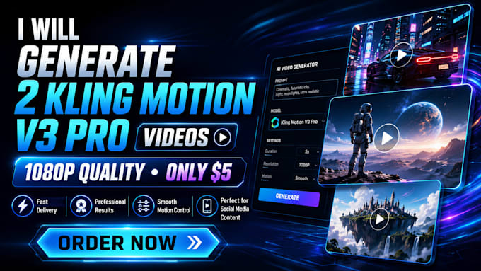 generate 2 video kling motion control v3 pro 1080p 30s for 5 dollars