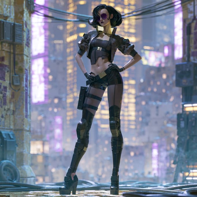 cyberpunk female character desing