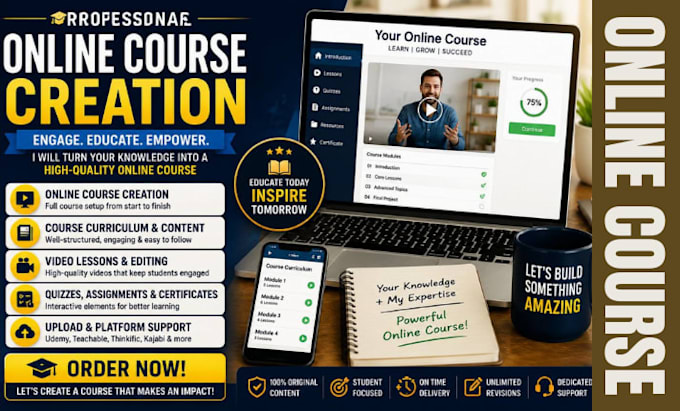 create online course content, workbook, coursework, ppt, ecourse, video course