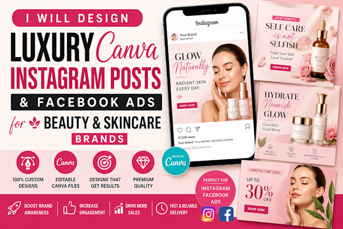 design luxury canva instagram and facebook ads for brands