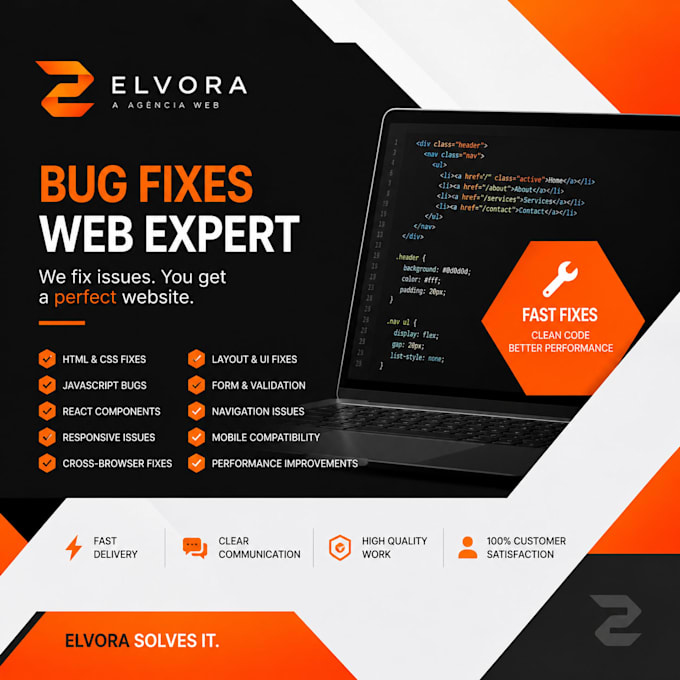 fix HTML CSS javascript and responsive website bugs