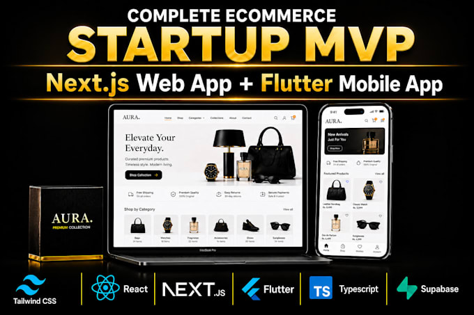do startup mvp, ecommerce website and app as next js flutter developer