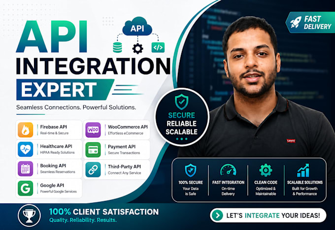 integrate any third party API, rest API, webhook, oauth, stripe API