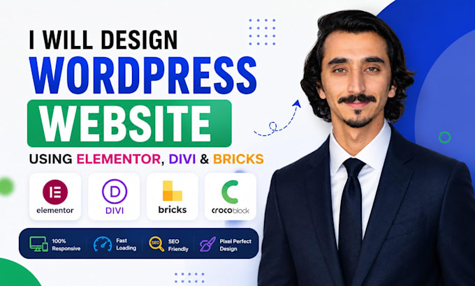 design wordpress website using elementor, divi and bricks