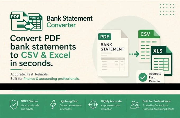 convert PDF to excel, CSV, google sheets and bank statements