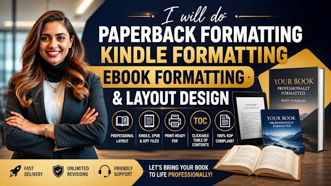 do paperback formatting, kindle formatting, ebook formatting and layout design