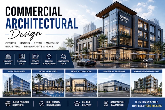 design commercial buildings, offices, hotels and mixed use projects