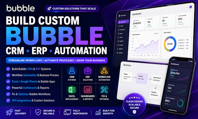 build bubble crm erp workflow automation excel dashboard fix bubble crm workflow