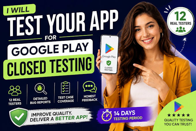test your app for google play closed testing with 12 testers
