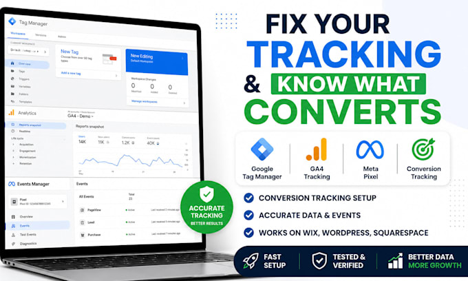 setup google tag manager ga4 tracking meta pixel tracking conversion tracking