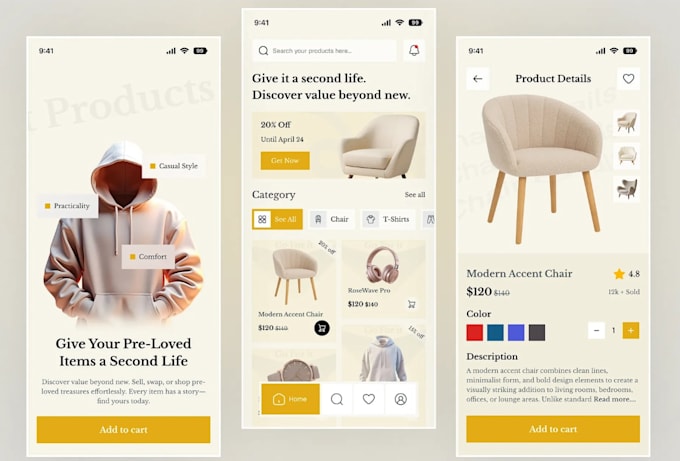 code c2c, b2b, b2c secondhand marketplace app like mercari, ebay with escrow, ar