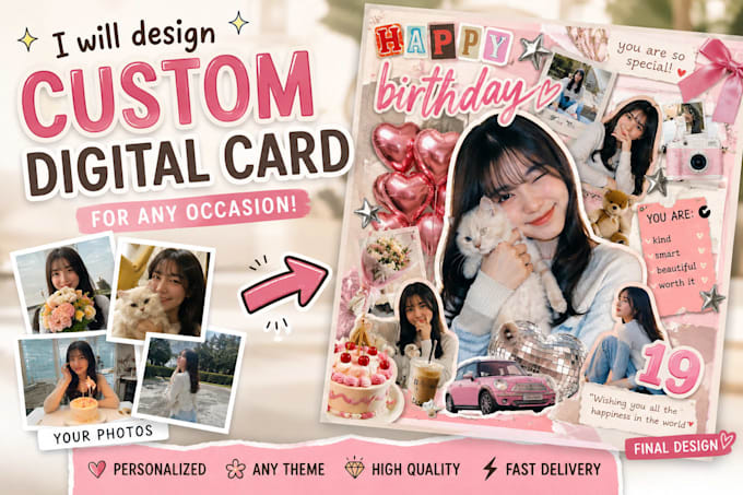 create a custom aesthetic digital birthday card collage
