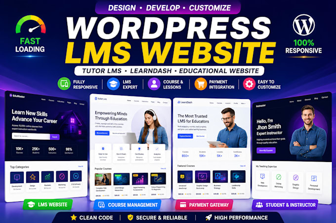 create elearning website, wordpress lms website , educational website, tutor lms