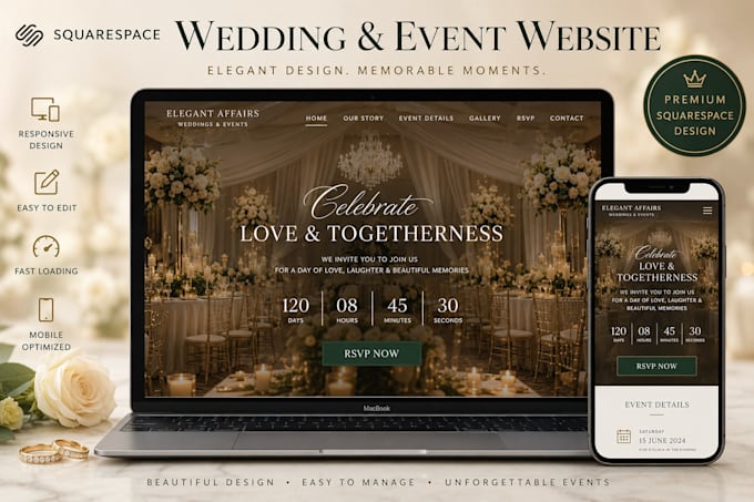 design a stunning squarespace event website for conference or party