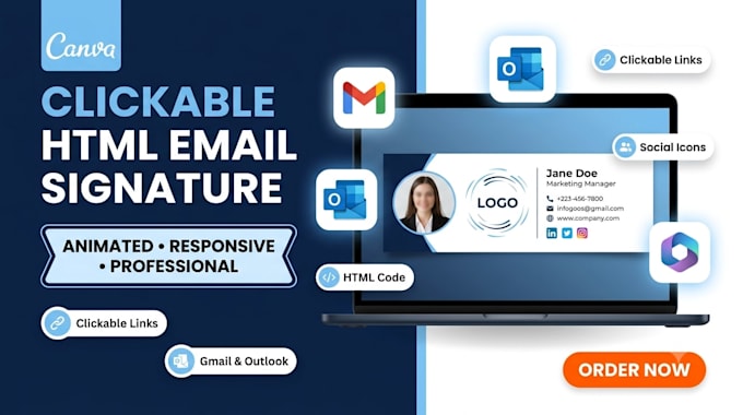 make  clickable HTML email signature  and animated email signature