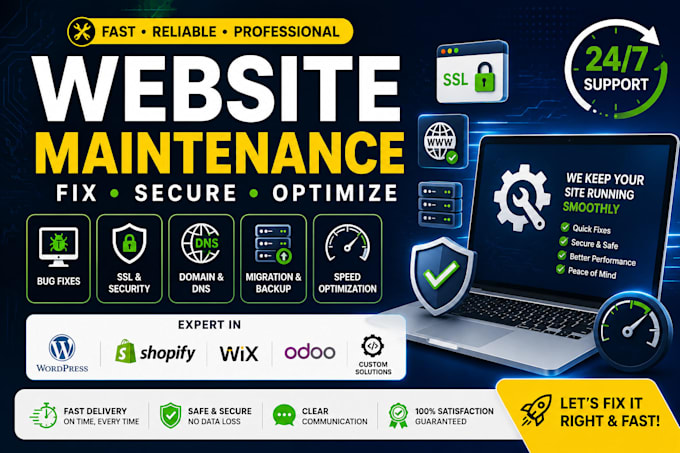 fix wordpress, shopify, wix websites issues, SSL, dns and migration