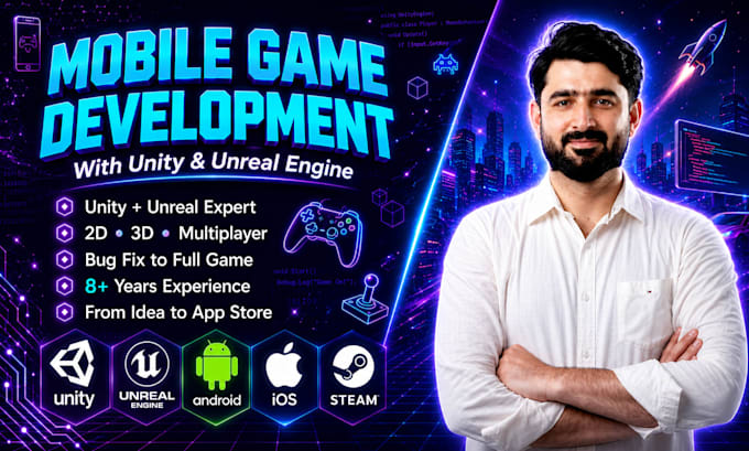 develop 2d and 3d mobile games in unity and unreal engine