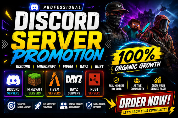 discord server promotion, minecraft promotion, fivem, dayz, rust gaming server