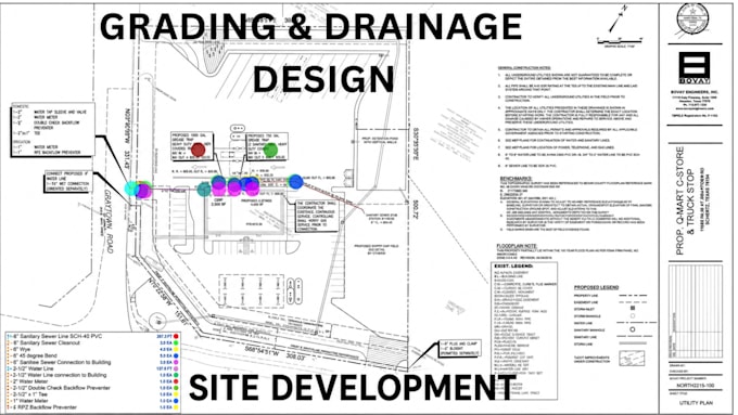 stormwater flow drainage site grading plan swppp erosion control pipe network