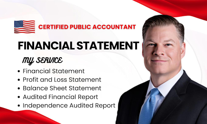 prepare financial statement, balance sheet, p and l, cashflow statement as CPA