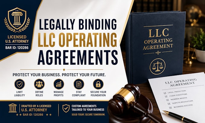 draft a legally binding llc operating agreement as a US attorney