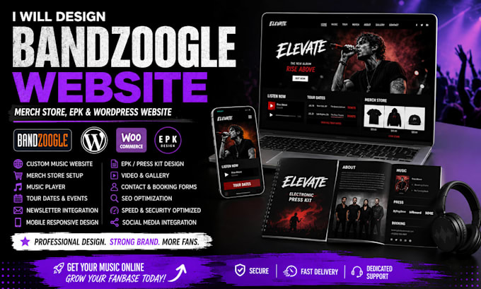 do bandzoogle website web designers merch store epk design wordpress website epk