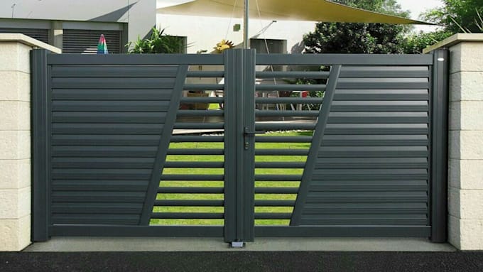 design 3d gate, fence, boundary wall with realistic exterior render