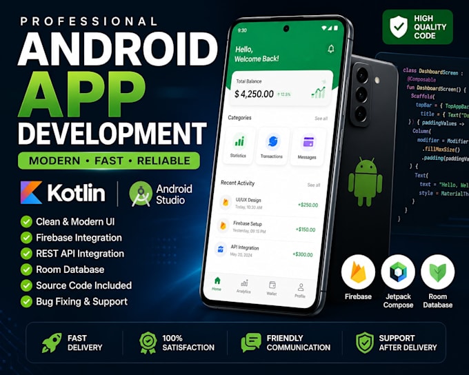develop a professional android app using kotlin