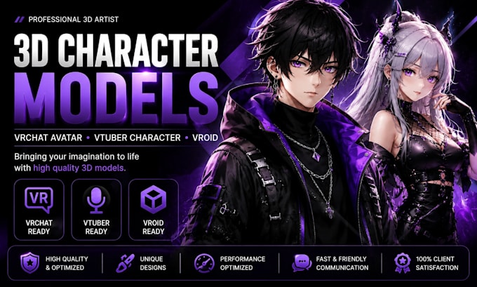 create 3d character models, vrchat avatar, vtuber character