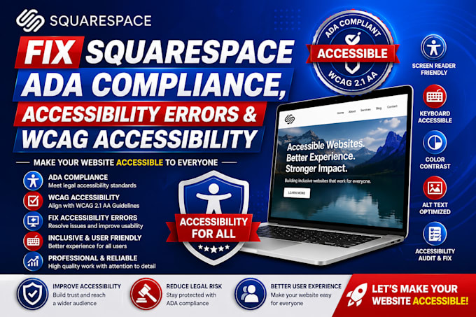 fix squarespace ada compliance , accessibility errors and wcag accessibility
