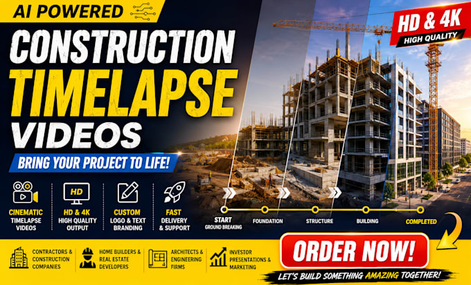 create cinematic ai construction timelapse videos for real estate project