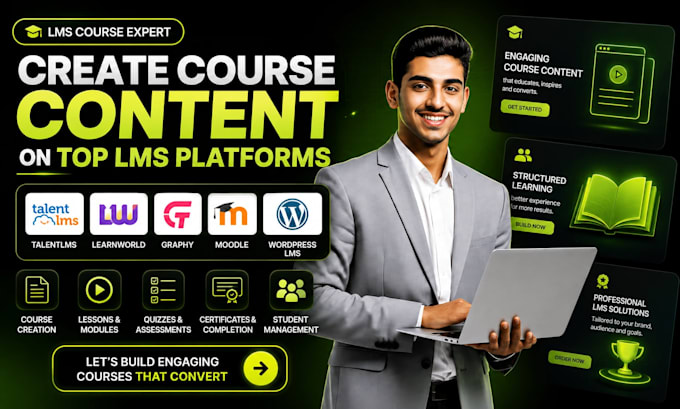 create course content on talentlms, learnworld, graphy, h5p and moodle lms