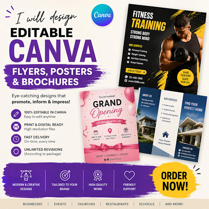 design editable canva flyers posters and brochures