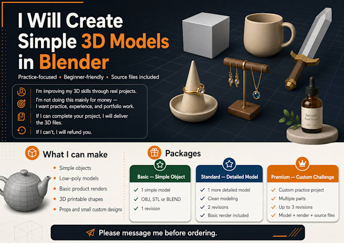 create simple 3d models in blender for practice and portfolio