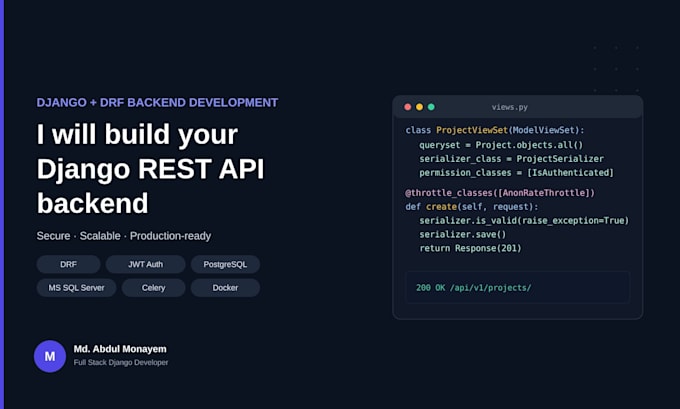 build a secure django rest API backend with drf and jwt auth