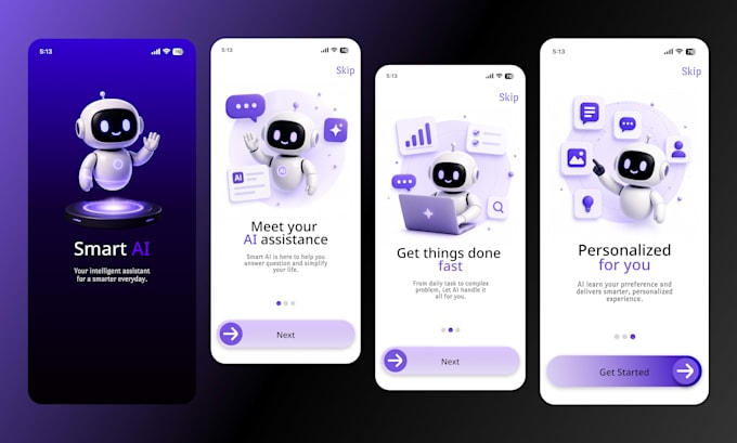 design app splash screen and onboarding screen UI in figma