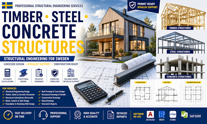provide structural engineering design for timber steel and concrete structures