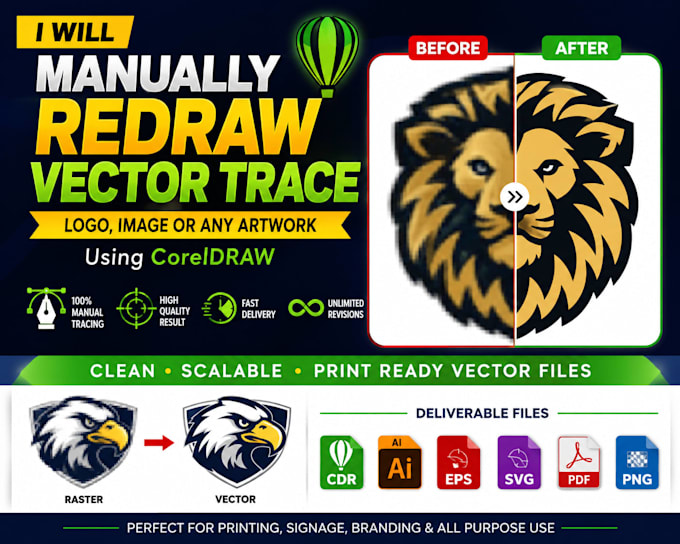 manually redraw, vector trace, recreate logo in coreldraw