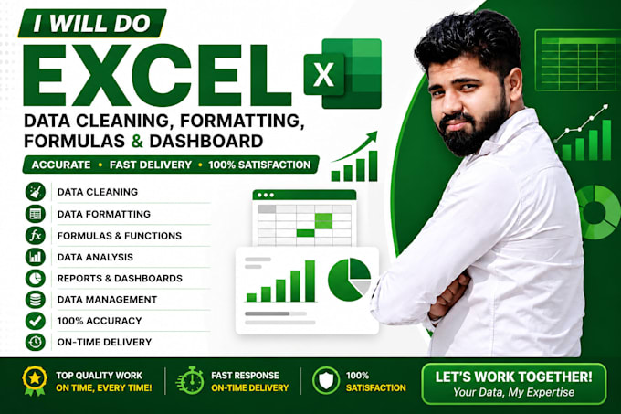 do excel data cleaning, formatting, formulas, and data entry