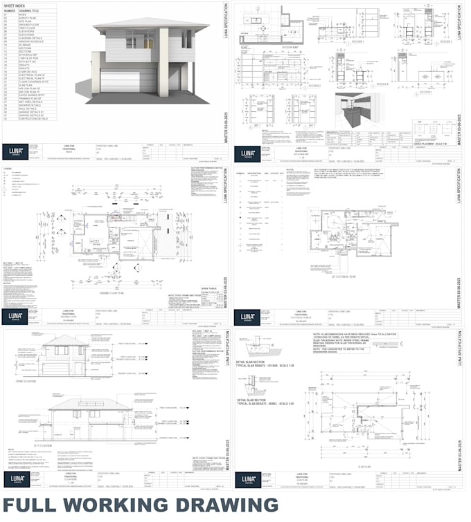 do concept drawings, da town planning or full working drawings