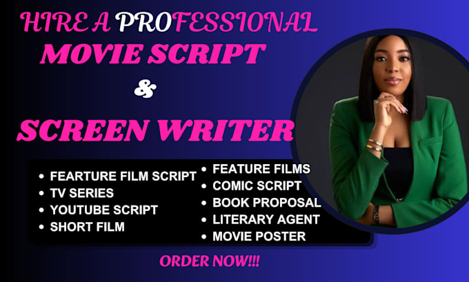 write a professional movie script, screenplay, or film script