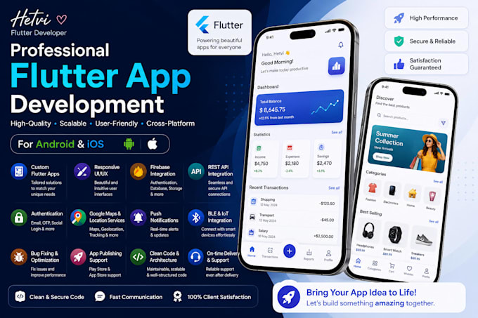 create a high quality flutter app for android and ios