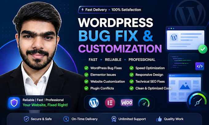 fix your wordpress bugs, errors and elementor issues