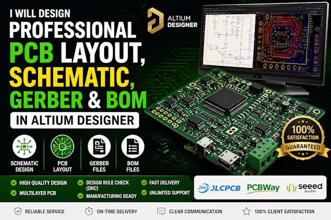 design professional pcb layout, schematic, gerber and bom in altium designer