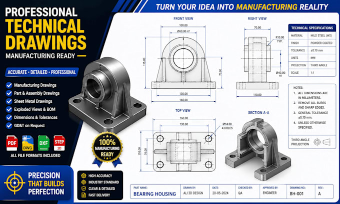 create detailed cad drawings for manufacturing