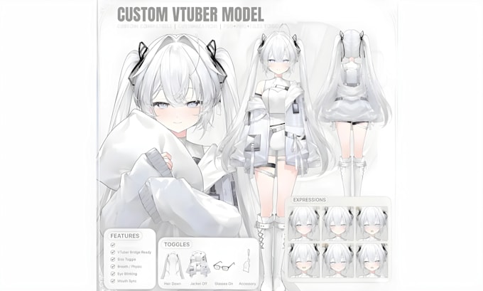 design live 2d rigging vtuber model live 2d character design vtuber anime art