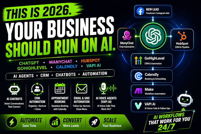 setup chatgpt manychat hubspot gohighlevel calendly make vapi ai automation