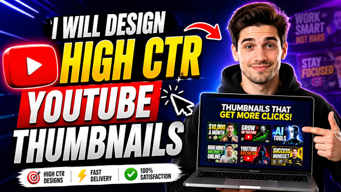 design high CTR eye catching youtube thumbnails